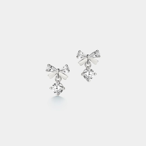 Dainty Gold Bow Tie Drop Stud Earring in 925 Sterling Silver - Imagen 4 de 9
