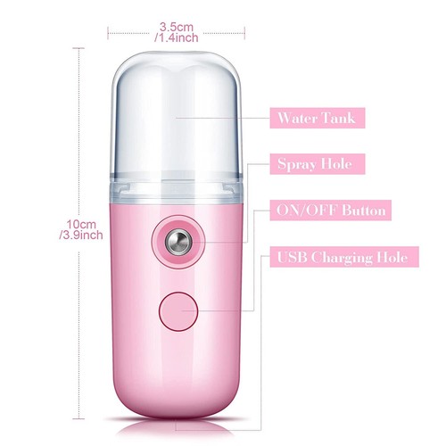 Mini Nano Mist Facial Steamer USB Rechargeable Skin Care Sprayer Humidifier - Picture 4 of 11