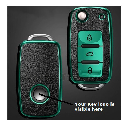 Key Cover For VW Seat Skoda Flip Key Remote Case Fob Protector TPU Leather TL57* - Bild 10 von 11