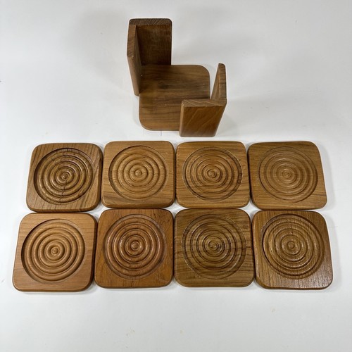 Juego de 8 posavasos y portadores de madera maciza TEAKWOOD Dolphin MCM de colección - Imagen 2 de 11