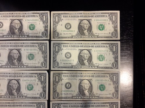 USPC $1 One Dollar Bills 1999 Vintage District Set Lot x10 Notes No H/I $10 FV - Picture 6 of 10