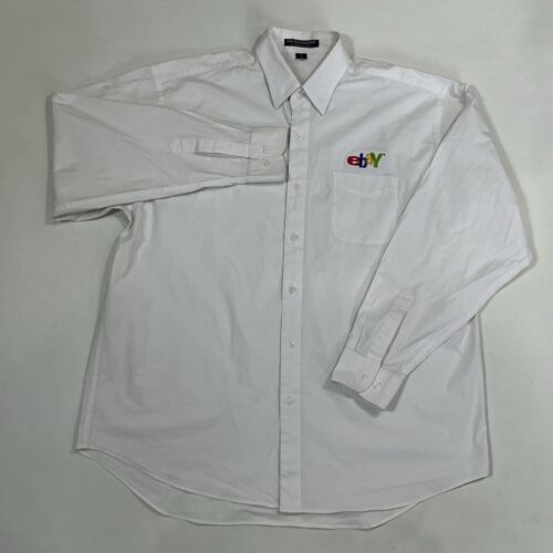 Vintage EBAY Button Down Shirt Promo Logo Embroidered Men’s XL White As-is - Picture 3 of 14