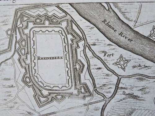 Rheinberg Germany Holy Roman Empire fortified city 1700's engraved city plan - Picture 1 of 2