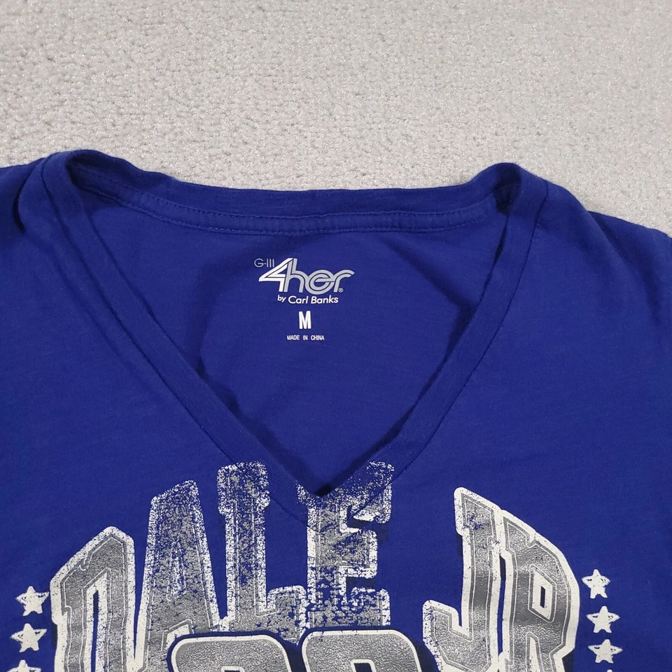 Dale Earnhardt Jr. 88 T 恤女式中号蓝色 4her Carl Banks V 领纳斯卡 — 第 4/4 张图片