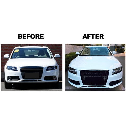 Gloss Black Honeycomb RS4 Style Front Bumper Grille for Audi A4 S4 B8 07-15 - Picture 2 of 11