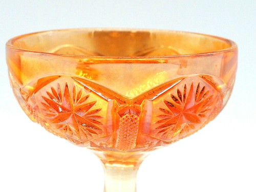 Elegant Dugan Carnival Glass Champagne Glass | Iridescent Marigold - Picture 4 of 12