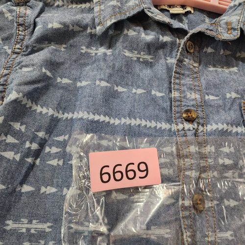 Cherokee Youth Button Up Aztec Shirt XL 16 Light Blue Denim Long Sleeve Casual - Picture 18 of 18