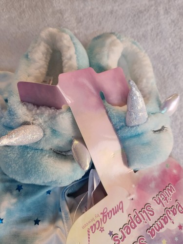 Girls SIZE 5 STARS & UNICORN Pajama Set /matching Unicoen Slippers New - Picture 2 of 3