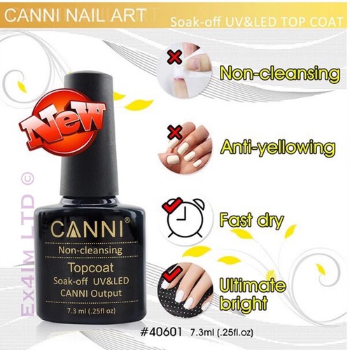 Top Coat No Wipe Nail Gel Polish UV LED Soak Off CANNI Non Cleansing Shiny Nails - Picture 11 of 12