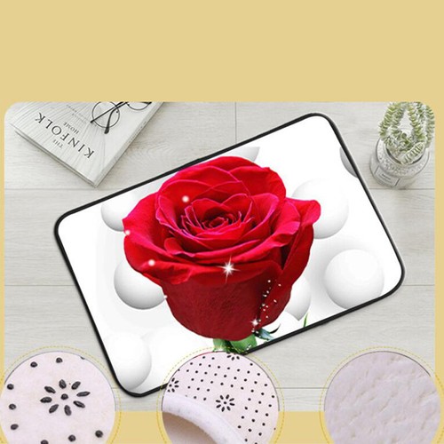 3D Rose Shower Curtain Bathroom Rug Set Bath Mat Non-Slip Toilet Lid Cover Home - Picture 5 of 29