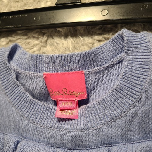 Lilly Pulitzer Girl's Size S, 4, 5 Serah Sweater Periwinkle Purple Cotton - Picture 3 of 11