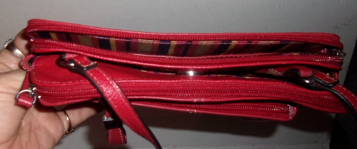 Tignanello Crossbody Bag S/M Red LEATHER Multifunctional Pockets - Picture 4 of 12