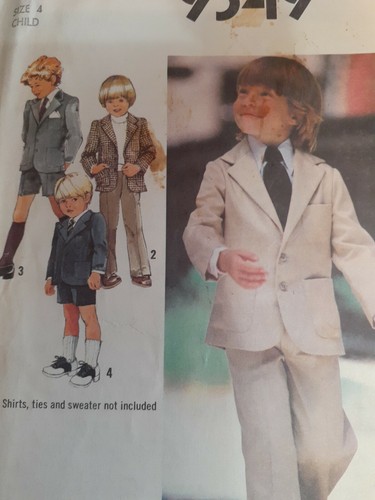 Suit Jacket Pants Simplicity Sewing Pattern 9349 Boys 4 VTG UC FF Wedding Church - Picture 2 of 5