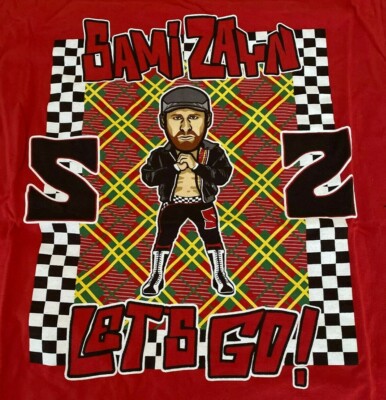 Sami Zayn Let's Go T-Shirt WWE M Medium Nerds Red El Generico comic-style