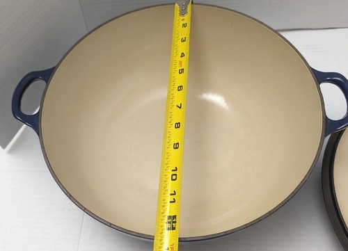 Le Creuset #32  Blue Cast Iron Braiser Pan With Lid 12.5” Excellent - Picture 6 of 15