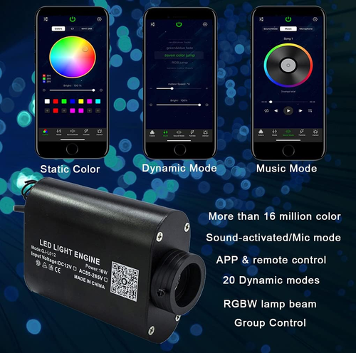 Led Bluetooth 16 W Rgbw Luz De Fibra Optica Kits De Techo De Estrella 550Pcs... - Picture 2 of 12