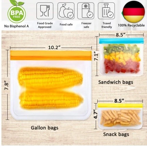 20er Pack Wiederverwendbare Aufbewahrungsbeutel, BPA-freie Wiederverwendbare - Bild 2 von 7