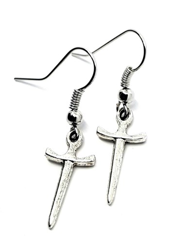 Athame Dagger Sword Earrings Dangle Hook Drop Front Facing Boho Pagan cottage - Picture 3 of 12