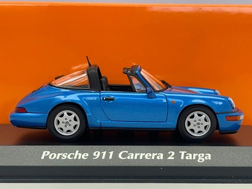 1991 Porsche 911 Carrera 2 Targa Metallic Blue 1/43 Diecast Model Car Minichamps - Picture 6 of 12