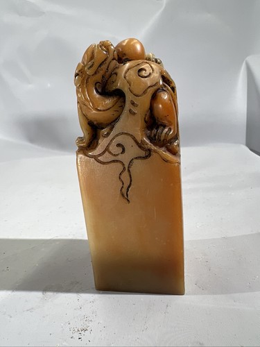 Antique Chinese Shoushan Stone Dragon Seal - Picture 4 of 11