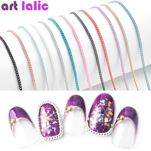 Nail Art Metal Chain 50cm Rock Punk Zipper Nail 3D Ornaments Tips Decoration - Picture 3 of 16