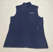 Marmot Vest Mens Size XL Blue Fleece Sleeveless Zip Pockets American Express