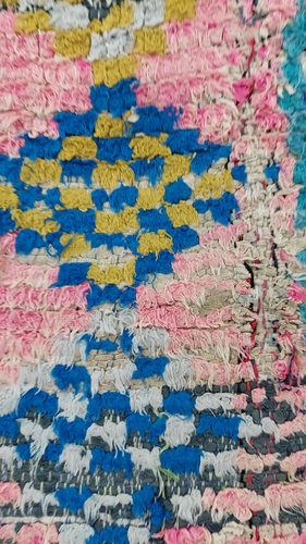 Vintage Moroccan Berber Pink Rug 2x5 Colorful Geometric Boujaad Boho Runner Rug - Video 1 of 1