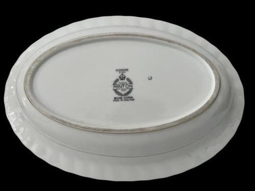 MINTON ARDMORE PATTERN TURQUOISE & IVORY BONE CHINA VEGETABLE BOWL S-363 MINT - Picture 3 of 4