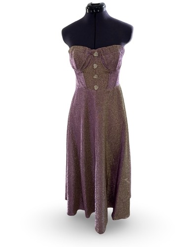 Nocturne Dress Strapless Lavender Ombre Heart-Shaped Buttons, L - Picture 5 of 17