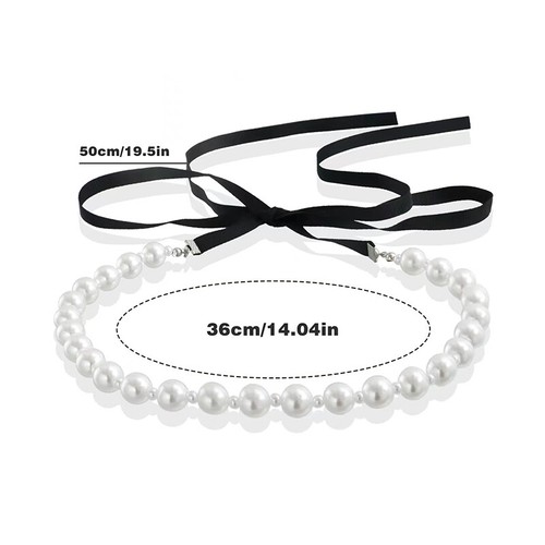 Elegante collana girocollo bowknot nastro in velluto nero per donne _tm - Foto 3 di 6