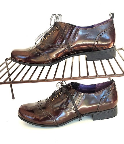 Women's leather burgundy wingtip brogues Hotter Comfort Concept "Somerly" US 9.5 - Picture 3 of 6