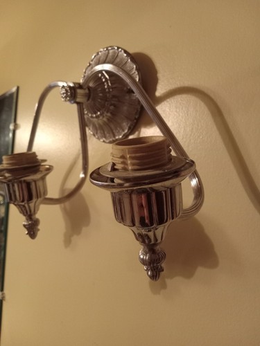 Vintage Electric 1950s Deco 3 Light Chromed Metal Wall Sconce Length 18" - Picture 8 of 9