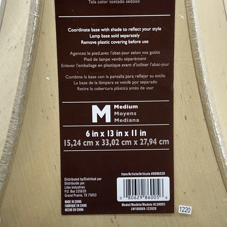 Pantalla de lámpara Allen + Roth mediana 6"x 13"x 11" tela tostada de seda #0096520 Foto 2 de 4