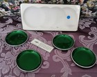 Vtg Mid Century X4 EMALOX Norway Green Emaloxized Aluminium Mini Plates Coasters