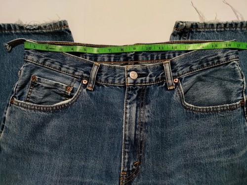 Levis 550 Mens W 34 L 31* 100% Cotton Distressed Belt Loop Tapered Blue Jeans - Picture 2 of 12