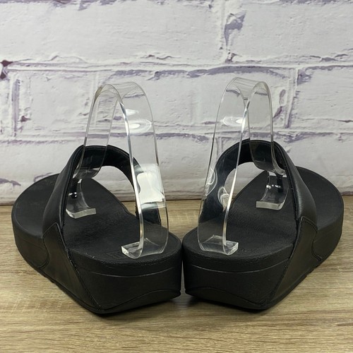 FitFlop Lulu Black Toe-Post Sandals Women's Size 10 Comfort Casual Thong Slides - Picture 4 of 9