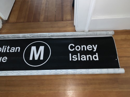 NY NYC SUBWAY ROLL SIGN M CONEY ISLAND BOARDWALK OCEAN METROPOLITAN AVE BROOKLYN - Picture 5 of 6