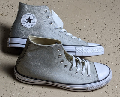 NEW Converse All Star Shoes Gray Silver Glitter Ombré  RARE High Top Sneakers