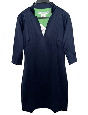 New NWT GRETCHEN SCOTT Size XS Navy Blue ''Tuck Me In'' Dress Stretch Knit Coastal