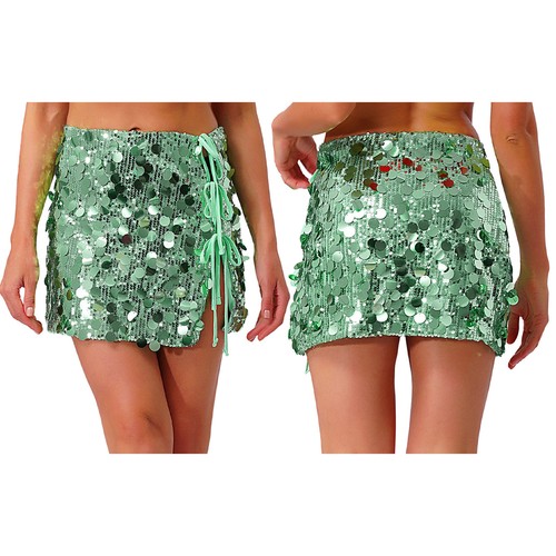 Womens Beachwear Tight Miniskirt Festival Skirt Themed Mesh Side Slit Sparkly - Picture 79 of 155