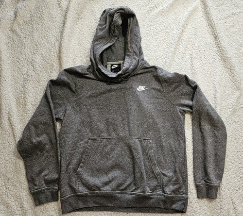 NIKE Womens Funnel Neck Front Pocket Sweatshirt Pullover Hoodie EUC Gray Medium - Picture 2 of 6