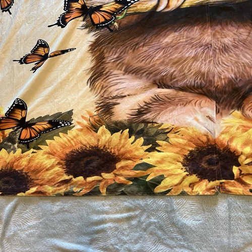 2 Curtain Panels Sloth W/ Butterflies 40 X 47” Monarch Sunflowers Yellow Flowers - Picture 6 of 11