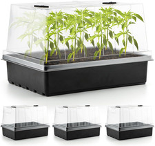 4-Pack Seed Starter Trays with 5'' Tall Humidity Domes   Reusable Plant Germinat