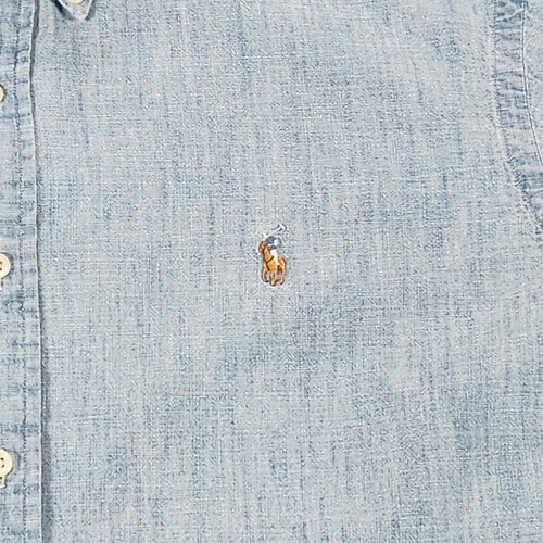 Ralph Lauren Hemd Herren 2XL Blau Chambray Denim Button Down Fleisch Pony Logo - Bild 6 von 11