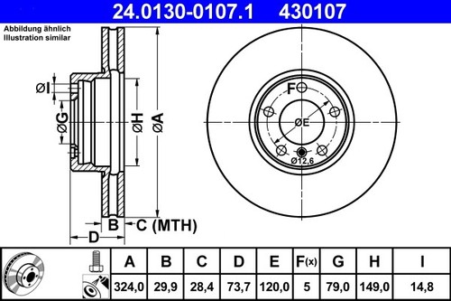 2x BRAKE DISC 24.0130-0107.1 FOR BMW 5E39 M54B22 2.2L M54B30 3.0L M54B25 2.5L - Picture 2 of 9
