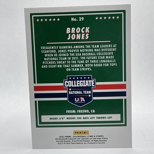 2022 Panini USA Stars & Stripes BROCK JONES RC Collegiate #29 - Picture 2 of 2