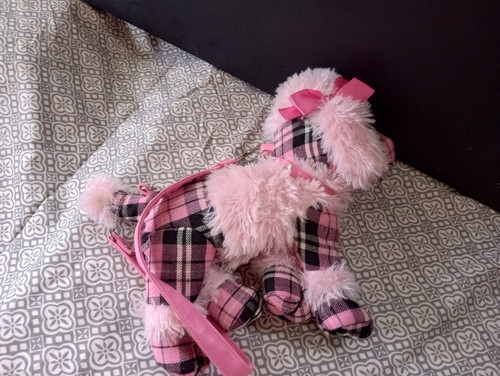 Girls Poodle Purse Pink Plad Zipper Closure - Picture 6 of 11