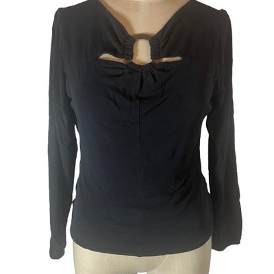 Vintage Y2K Classiques Entier Black Silk Top Size M Keyhole 