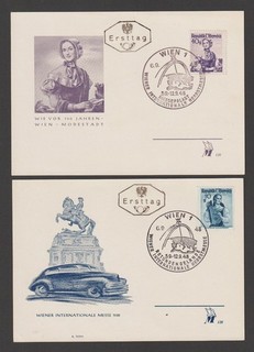 FDC Öst. Volkstrachten (2) 6.9.1948 40/10 gr auf Merkurkarten