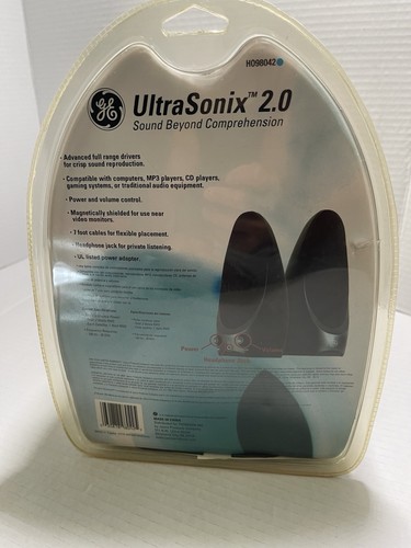 GE UltraSonix 2.0 Multimedia Speakers for Computers Mp3/CD/Gaming Systems Sealed - Picture 5 of 10